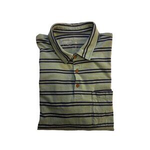 Patagonia Men’s Daily Polo Shirt – Green / Blue Striped – Size Large